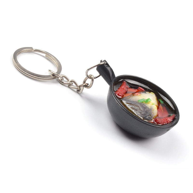 Chaveiro Mini Claypot Rice Pvc Imitation Food Key
