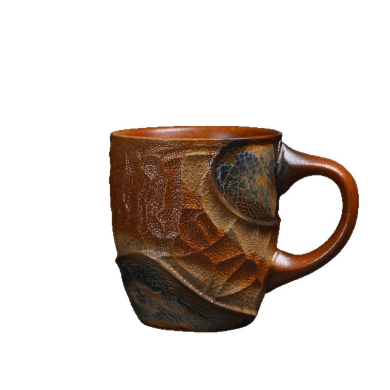 Caneca De Café Artesanal Em Cerâmica Com Design Artístico Esculpido 250ml