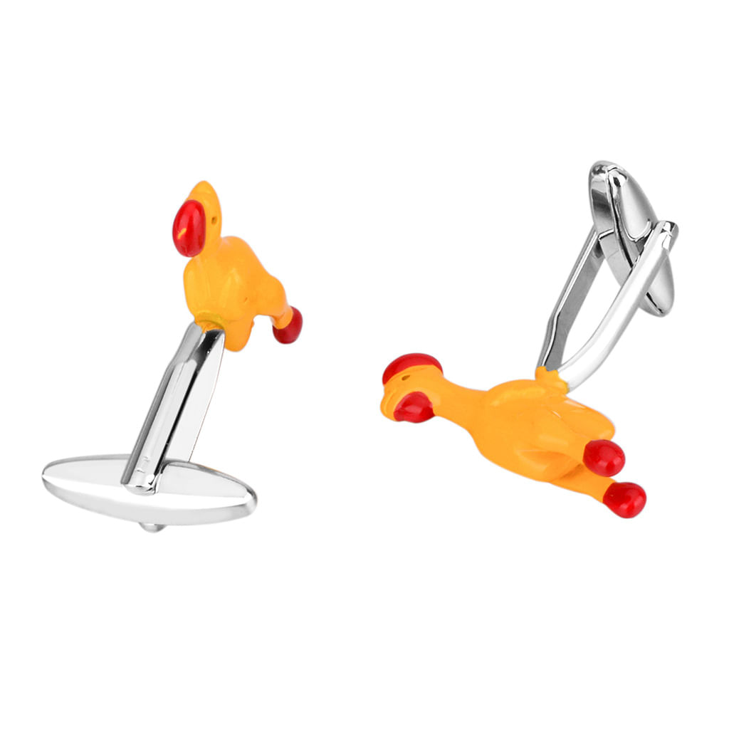 Cufflinks Yellow Scream Chicken Copper Para Homens