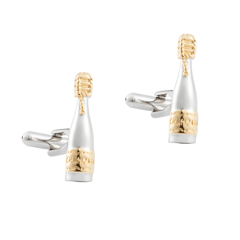 Garrafa De Champanhe Cufflinks Com Revestimento De Duas Cores Em Latão
