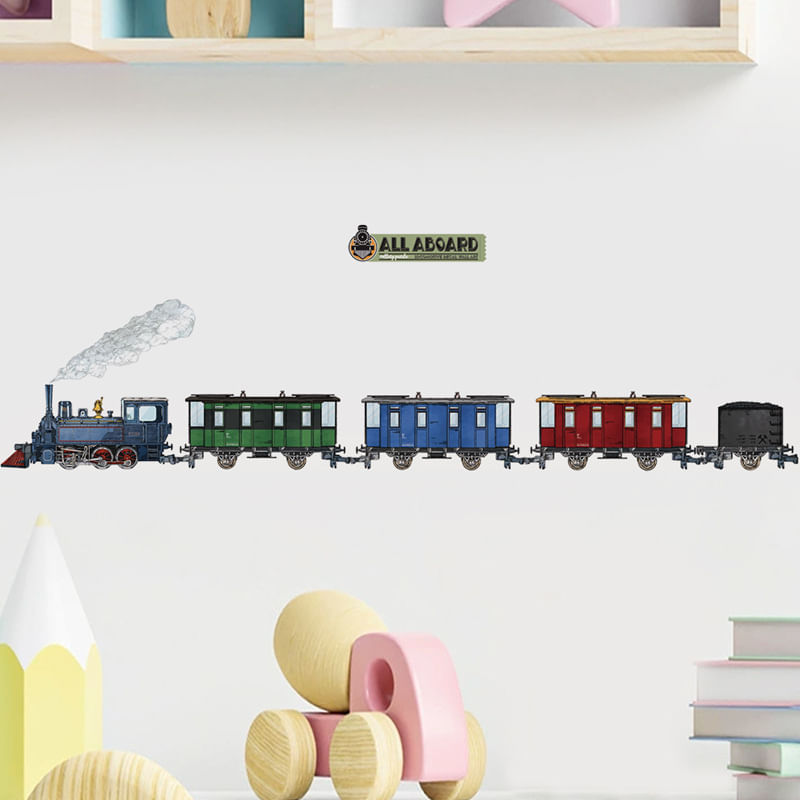 Adesivos De Parede Colorful Train Cartoon Railway Para Quarto De Crianças