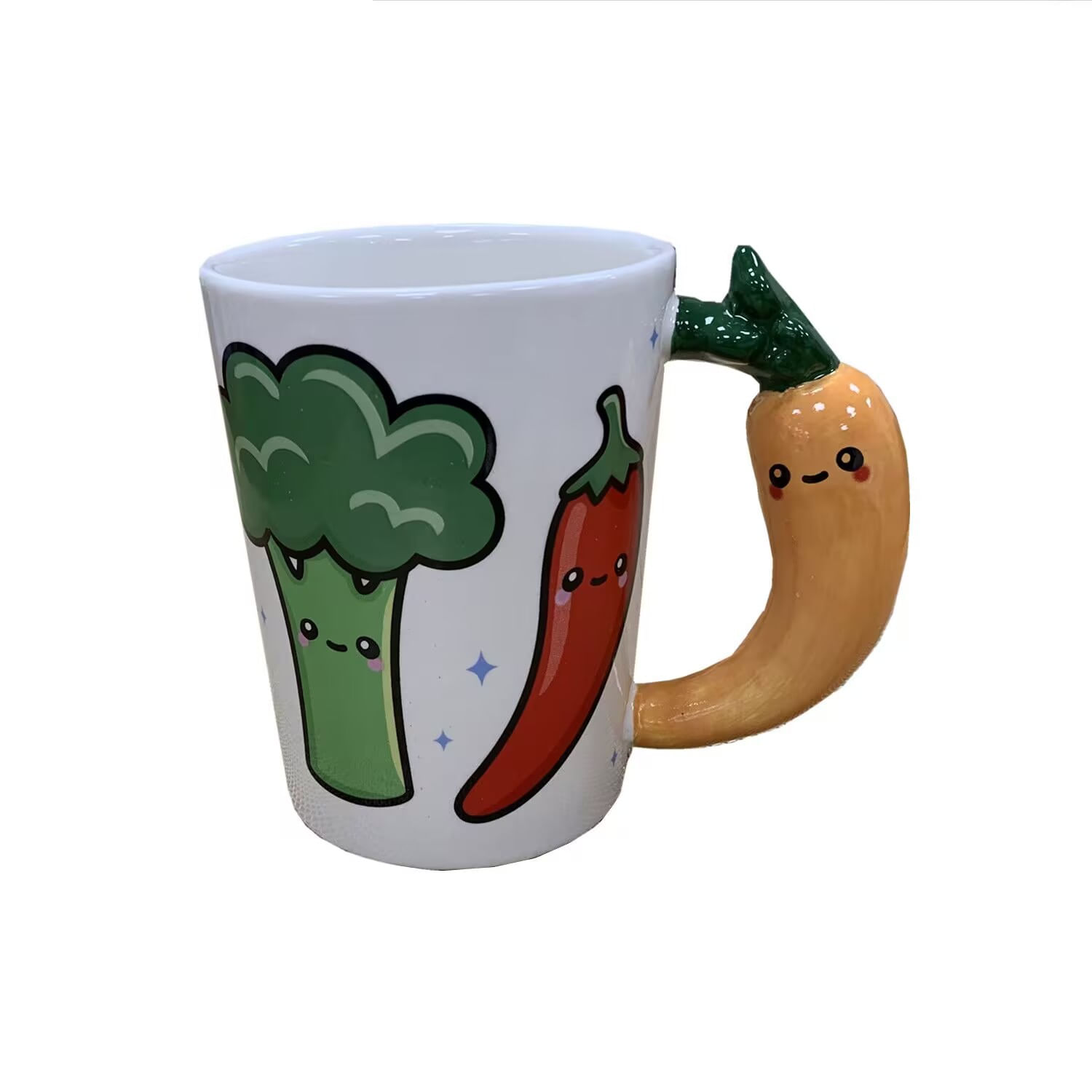 Caneca Cerâmica Funny Vegetable Design 380ml - Brócolis, Pimentão
