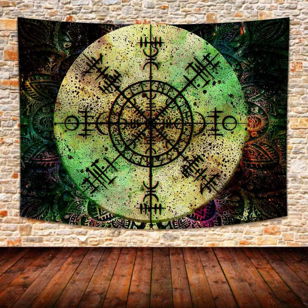 Tapeçaria Para Pendurar Na Parede Viking Rune Nordic Compass 150x130cm