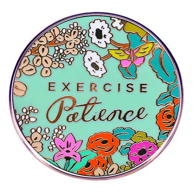 Brooch Pin Floral Exercise Patience Quote Colorido