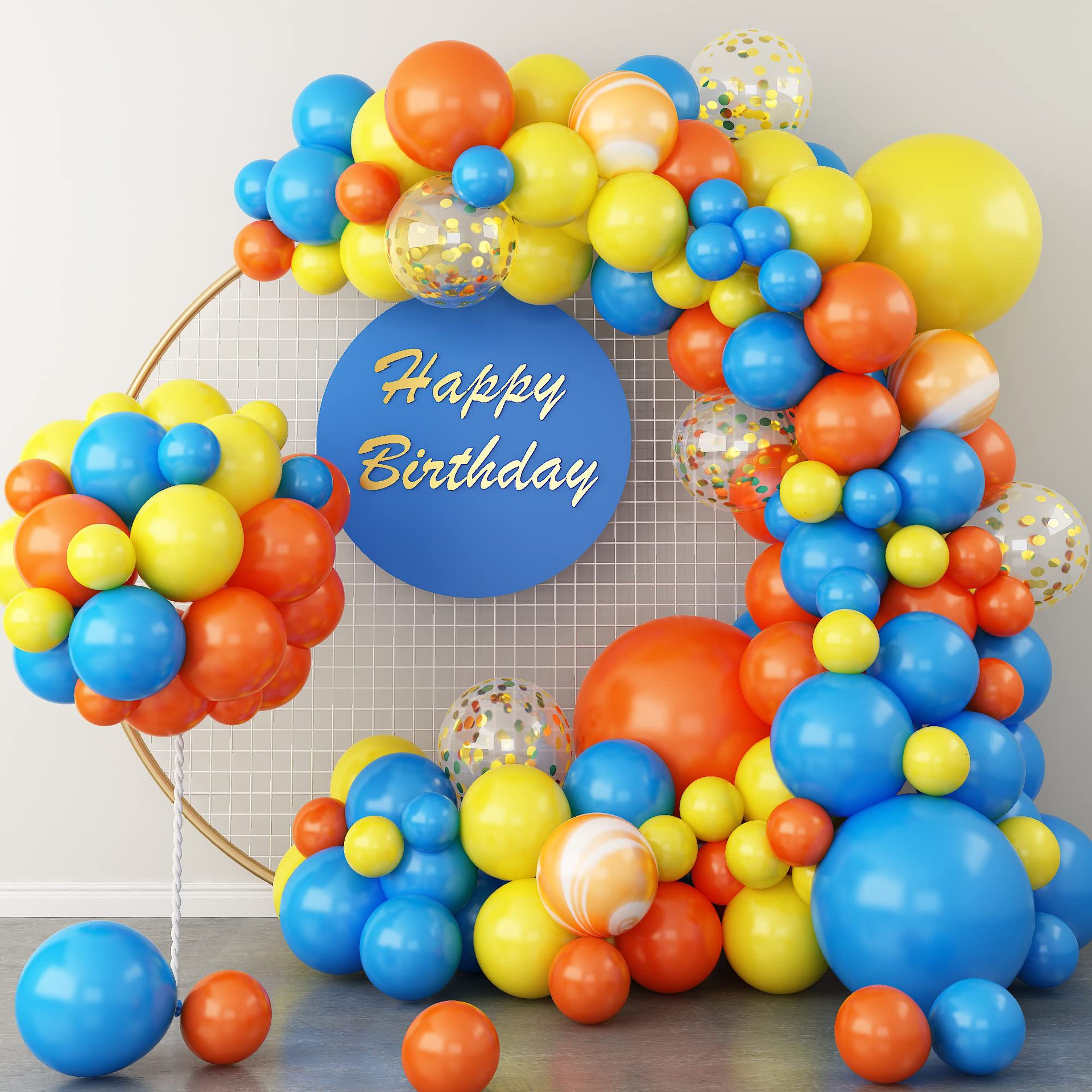Kit De Guirlanda De Balões Macaron Colorful 96 Unidades Com Bola De Confete