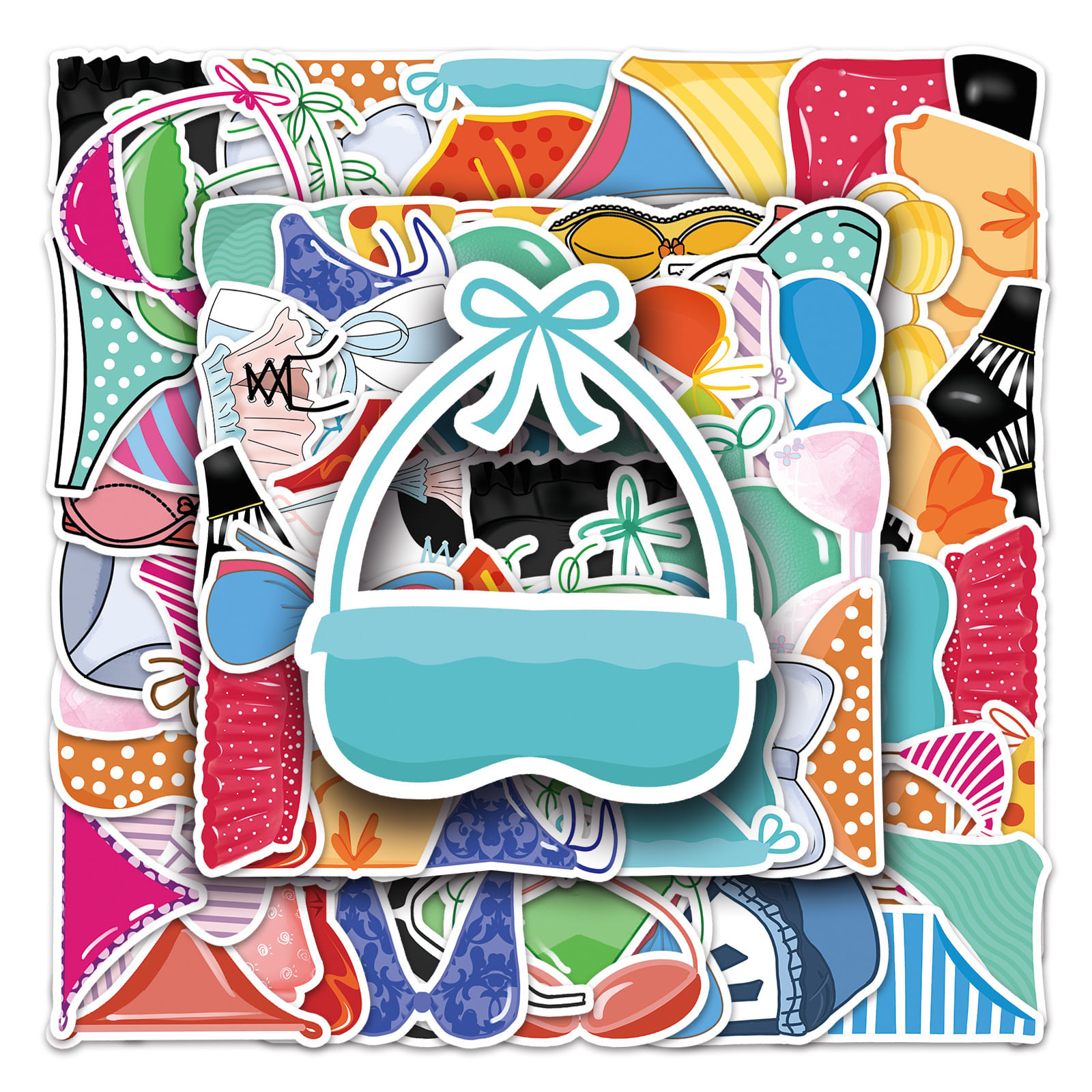 Pacote De Adesivos De Biquíni, 50 Unidades, Decalques De Roupas De Banho Sexy De Desenho Animado