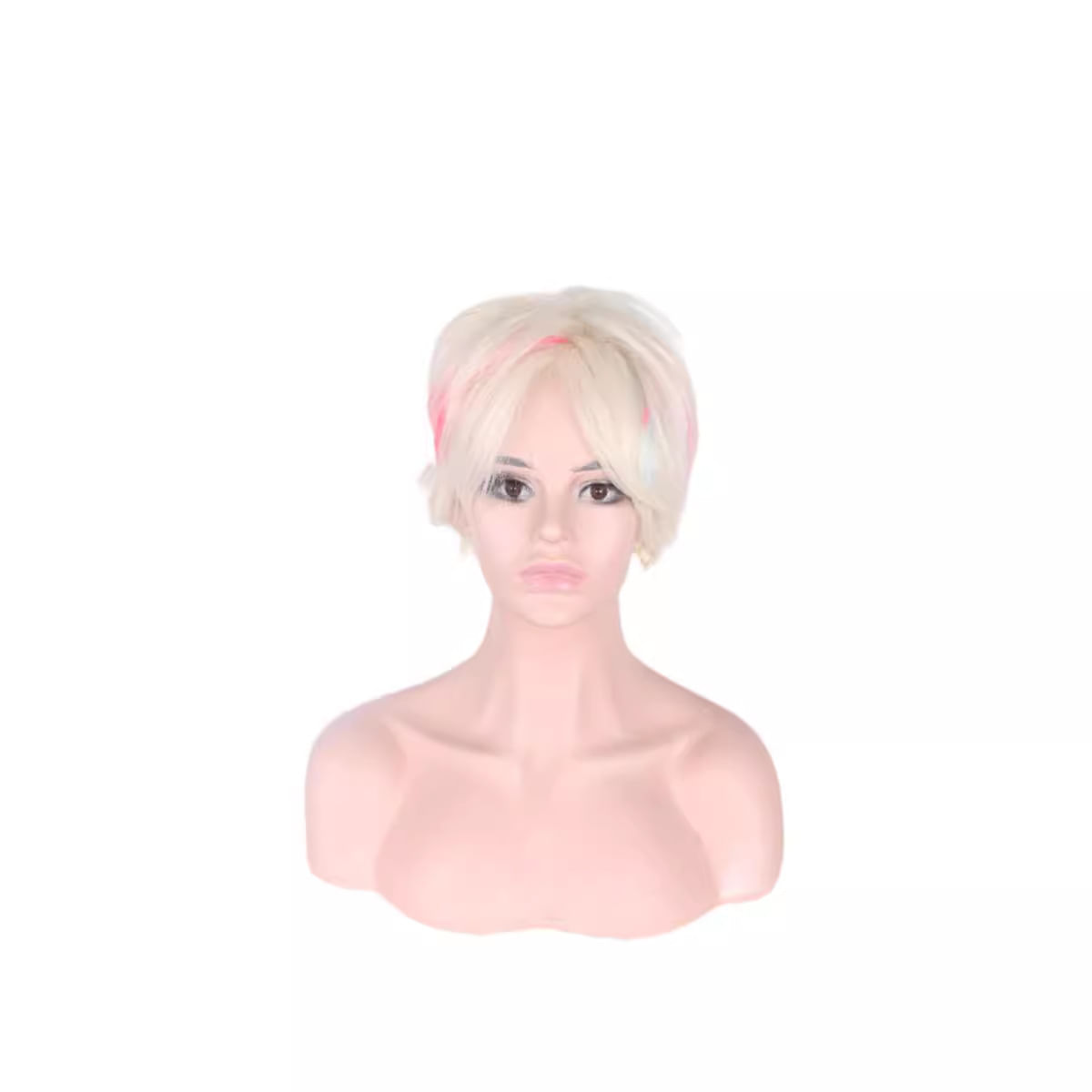 Peruca De Cosplay Curta Loira Em Gradiente Com Reflexos Rosa E Azul