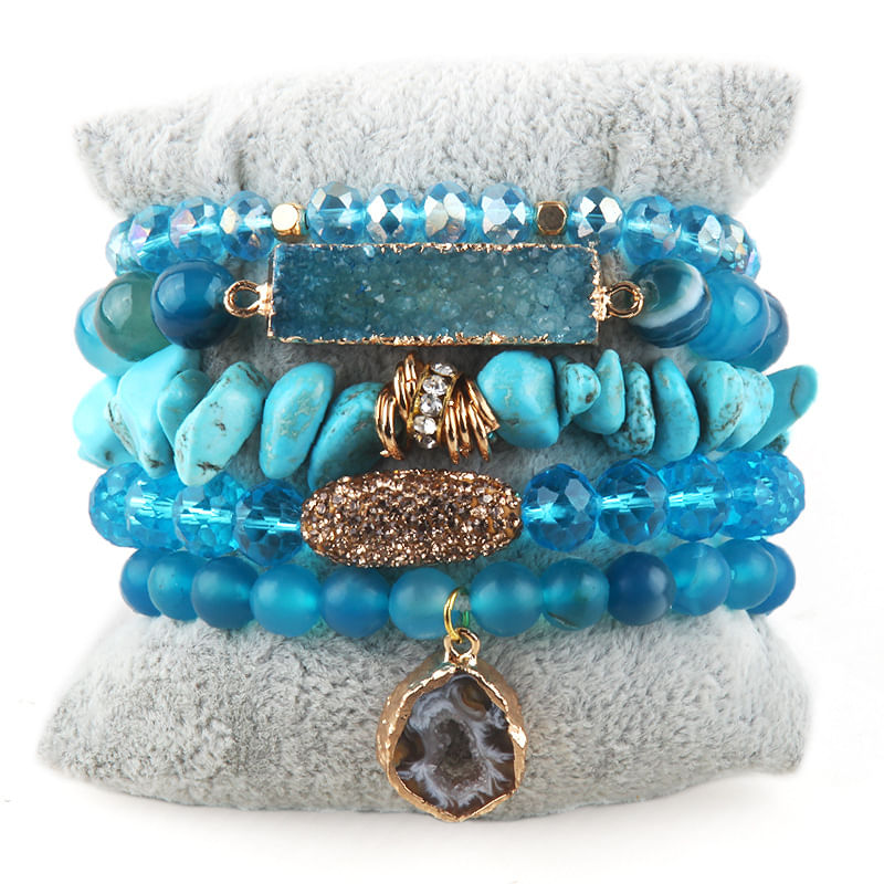 Conjunto De Pulseiras Bohemian Stacked Stone Para Mulheres (5 Peças)