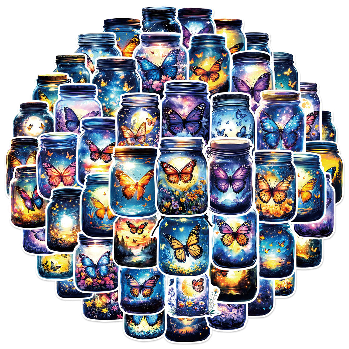 Pacote De Adesivos Butterfly In Bottle Fantasy Glow Vinyl X50