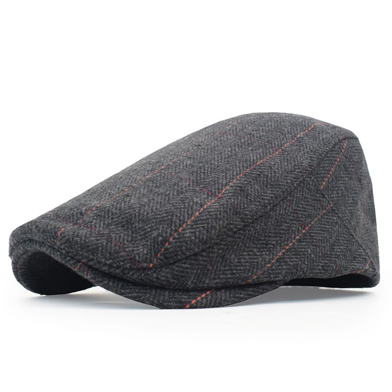 Mistura De Lã Em Espinha De Peixe Com Tampa Plana Ajustável Para Homens