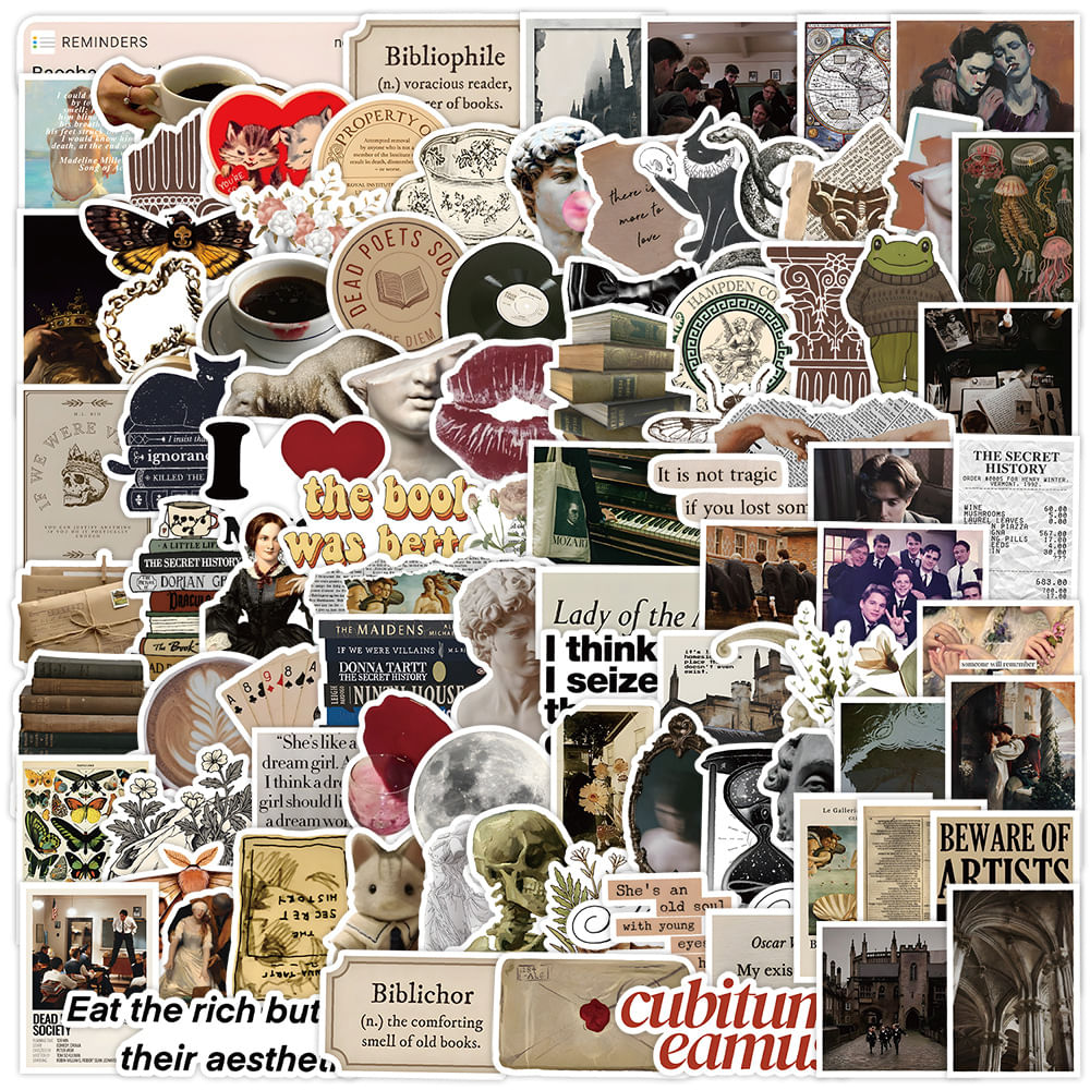 Conjunto De Adesivos Vintage Aesthetic Journal Scrapbook, 60 Unidades