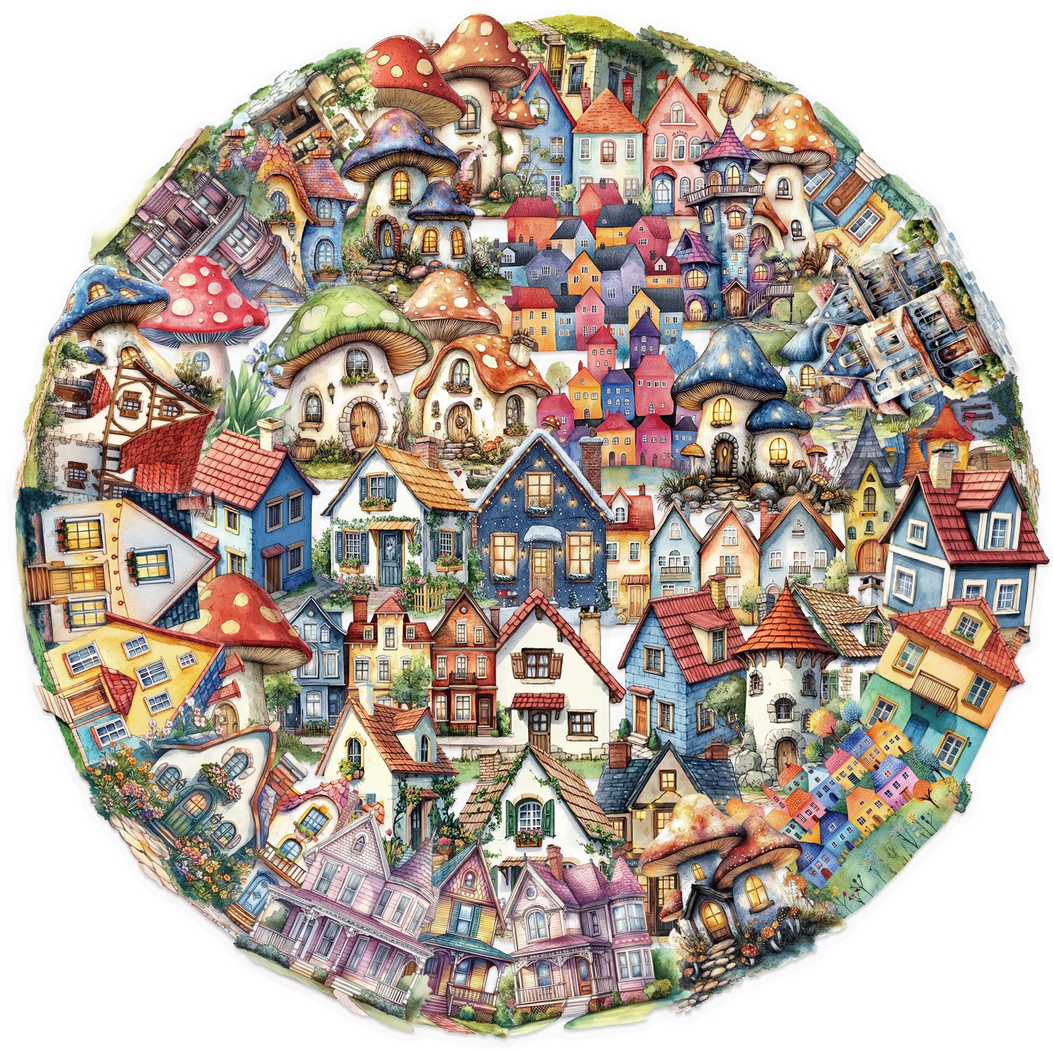 Pacote De Adesivos Fairy Tale House, 50 Unidades De Chalé Retrô De Desenho Animado