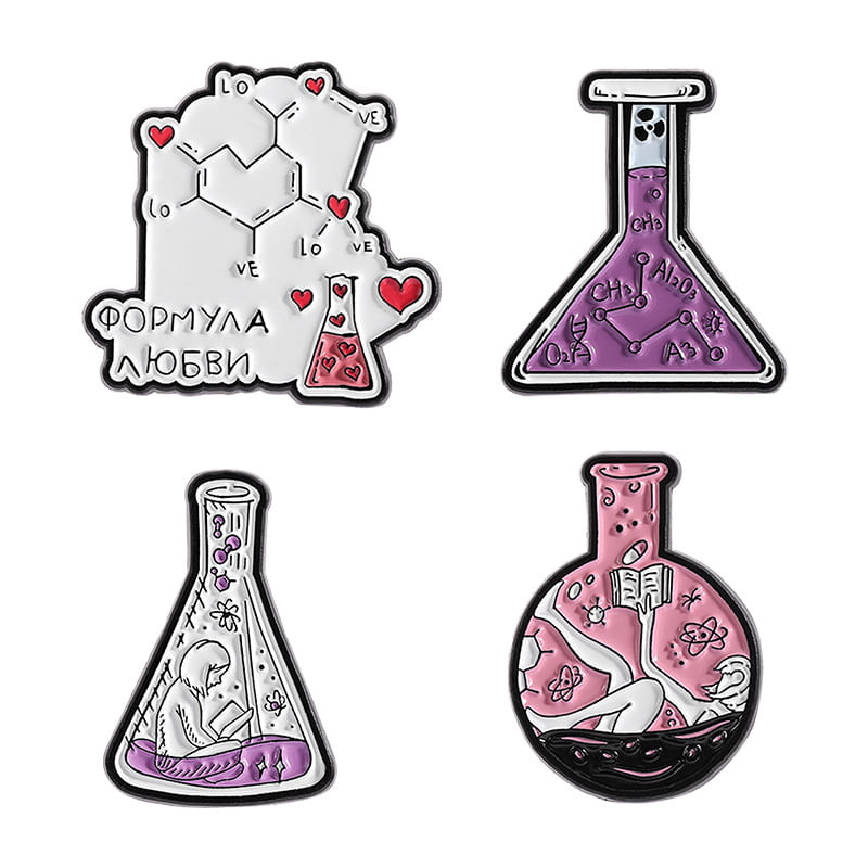 Conjunto De Pinos De Broche Science Chemistry Beaker Molecule Design