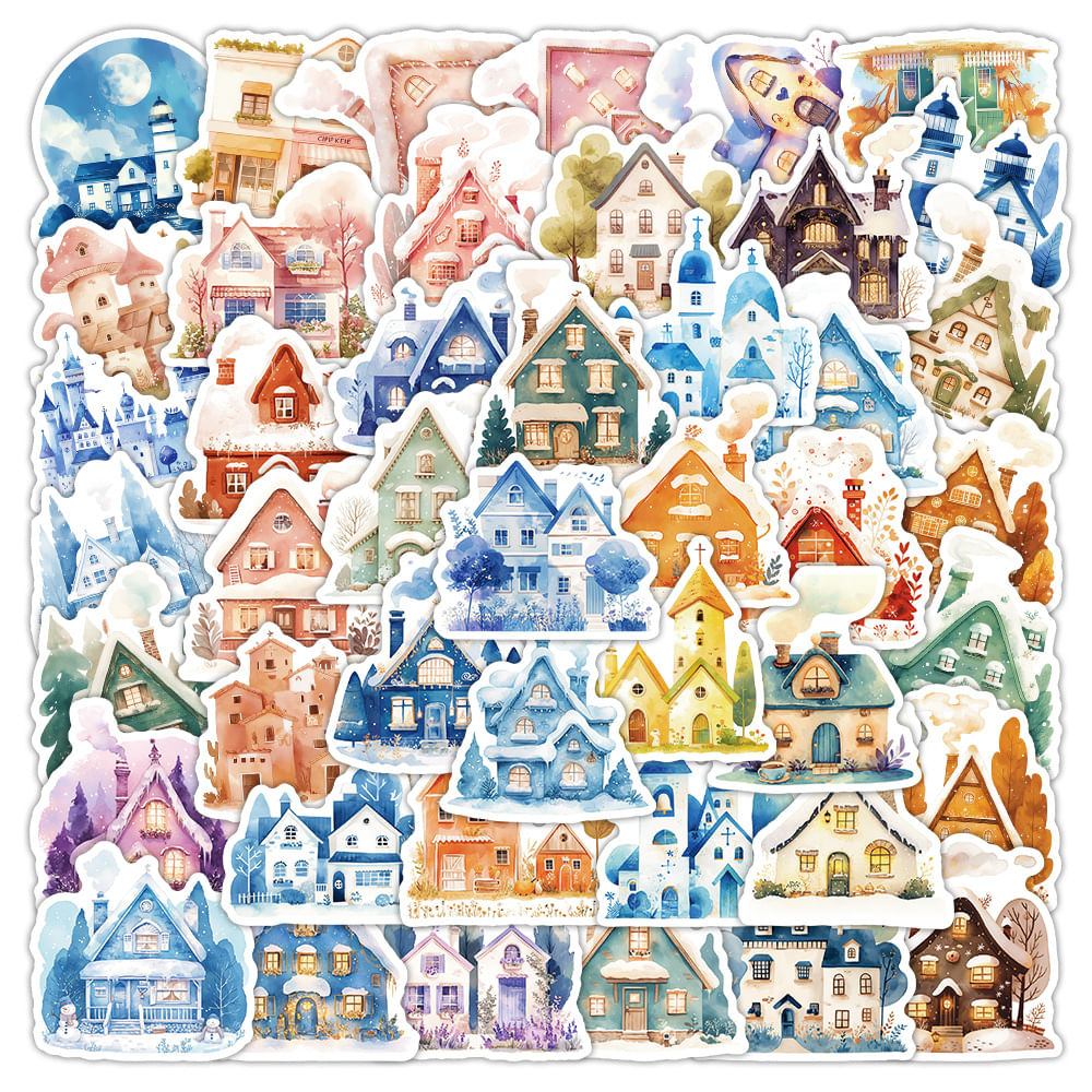 Pacote De Adesivos Fairy Tale Cottage, 54 Unidades De Vinil Impermeável