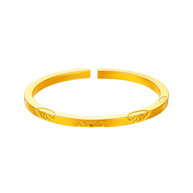 Pulseira Gold Placer Matte Daisy Open Cuff Para Mulheres