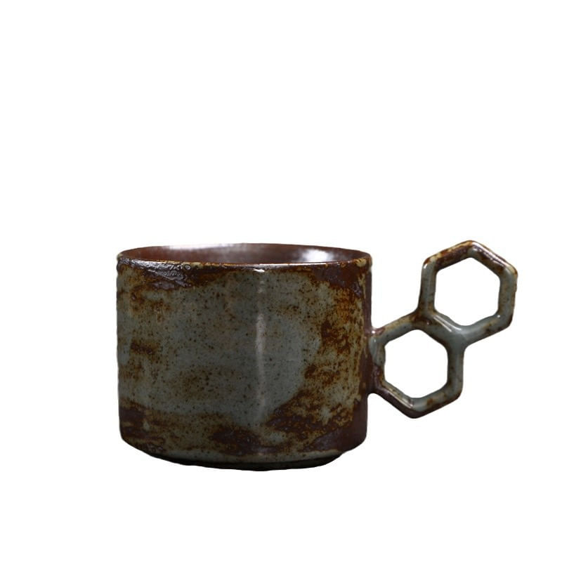 Caneca De Café Artesanal De Cerâmica 350 Ml Com Alça Em Forma De Favo De Mel