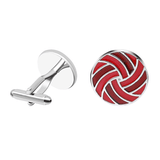 Cufflinks Genéricos Em Espiral Vermelha E Prateada Para Homens