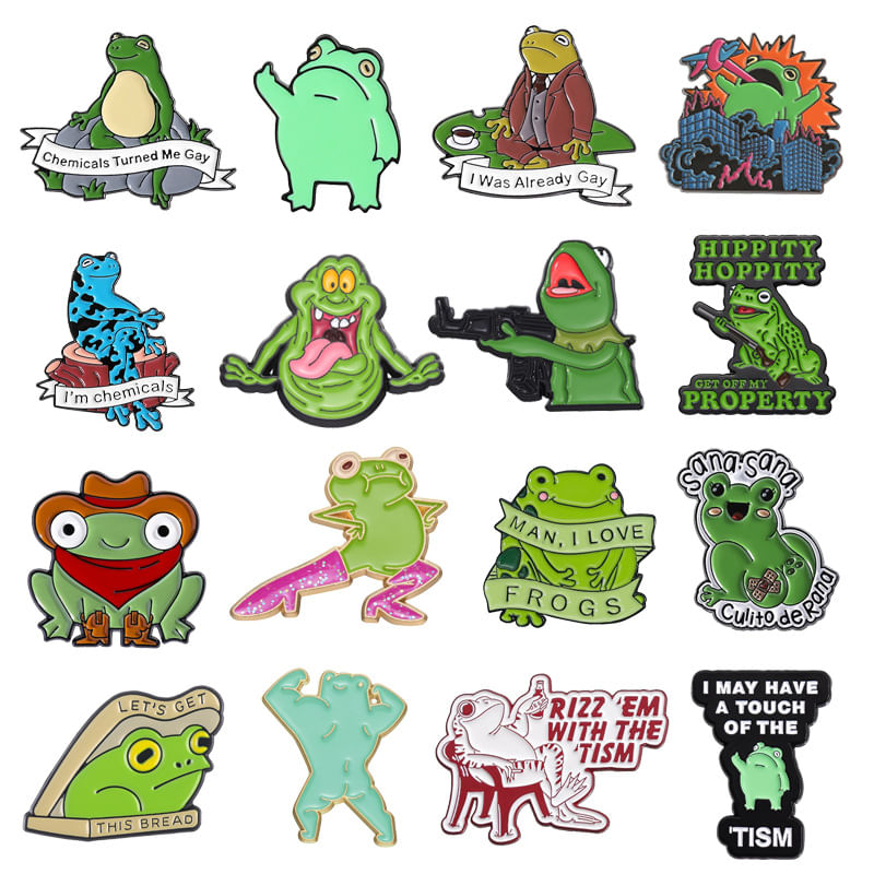 Conjunto De Alfinetes De Broche Funny Frog Cartoon Animal Lapel Badge