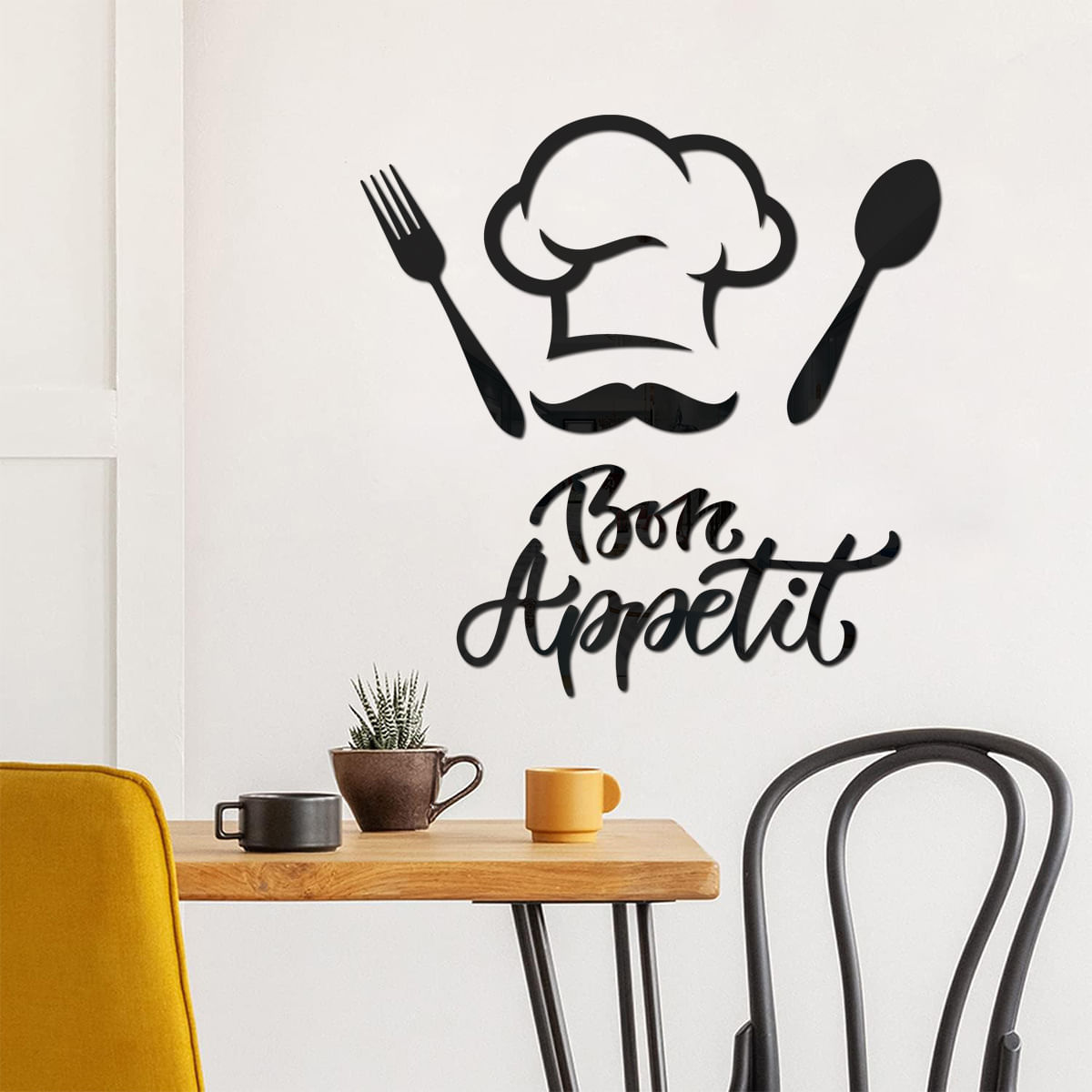Adesivos De Parede Bon Appetit Quote Com Chef Hat Fork Spoon