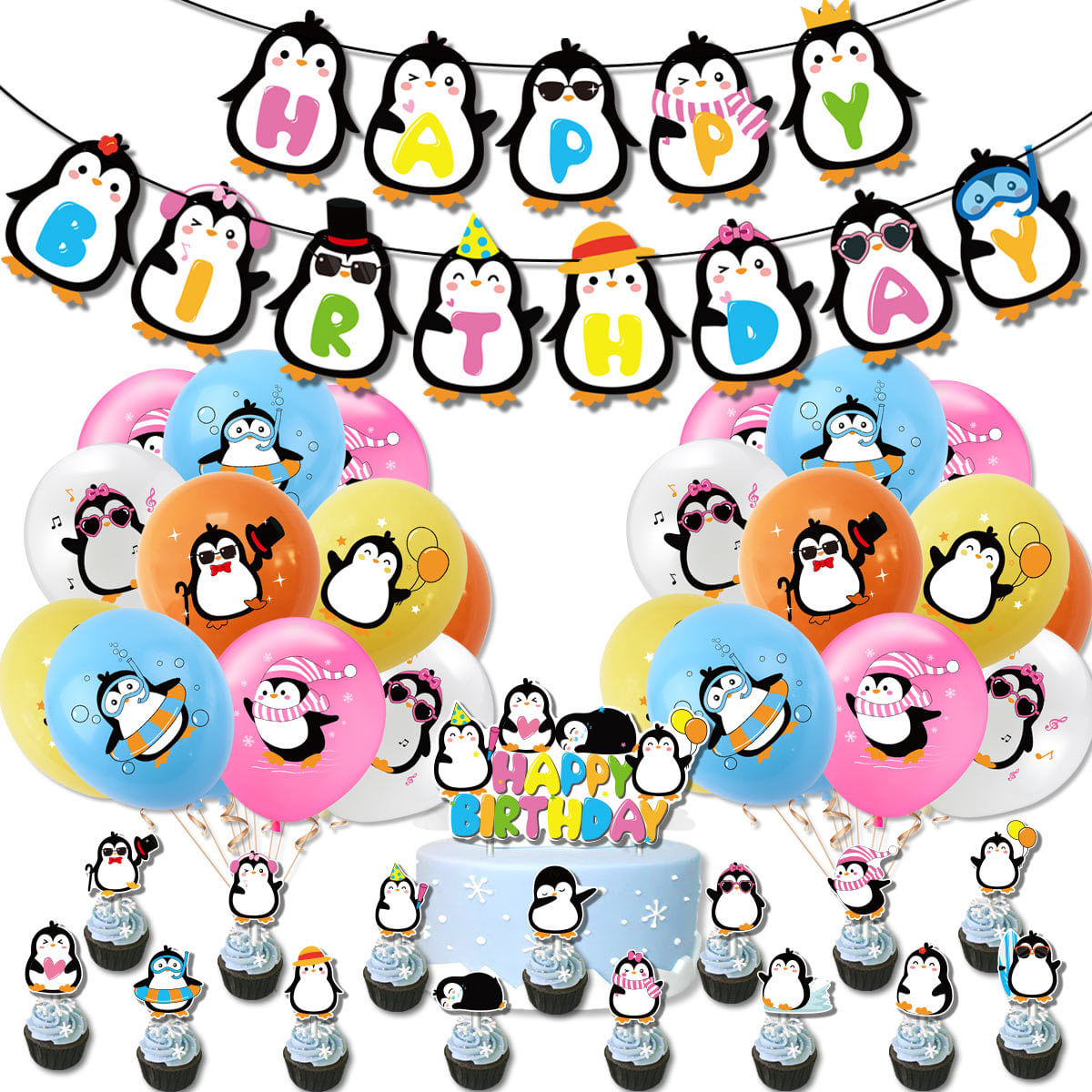 Kit De Decoração De Festa Com Tema De Pinguim, Aniversário, 39 Unidades
