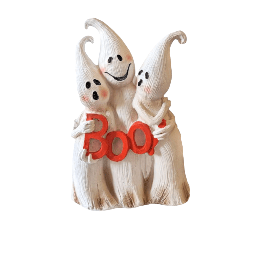 Escultura Em Resina Para Decoração De Jardim Three Ghosts “boo” 9,5 Cm × 15 Cm
