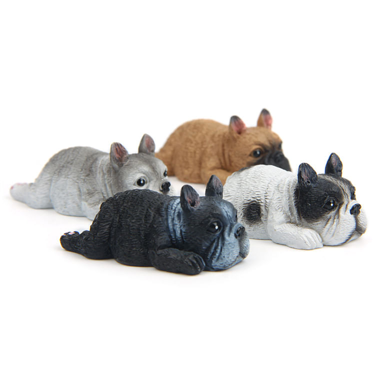 Conjunto De Estatuetas Para Decoração De Jardim Em Resina De Buldogue Francês