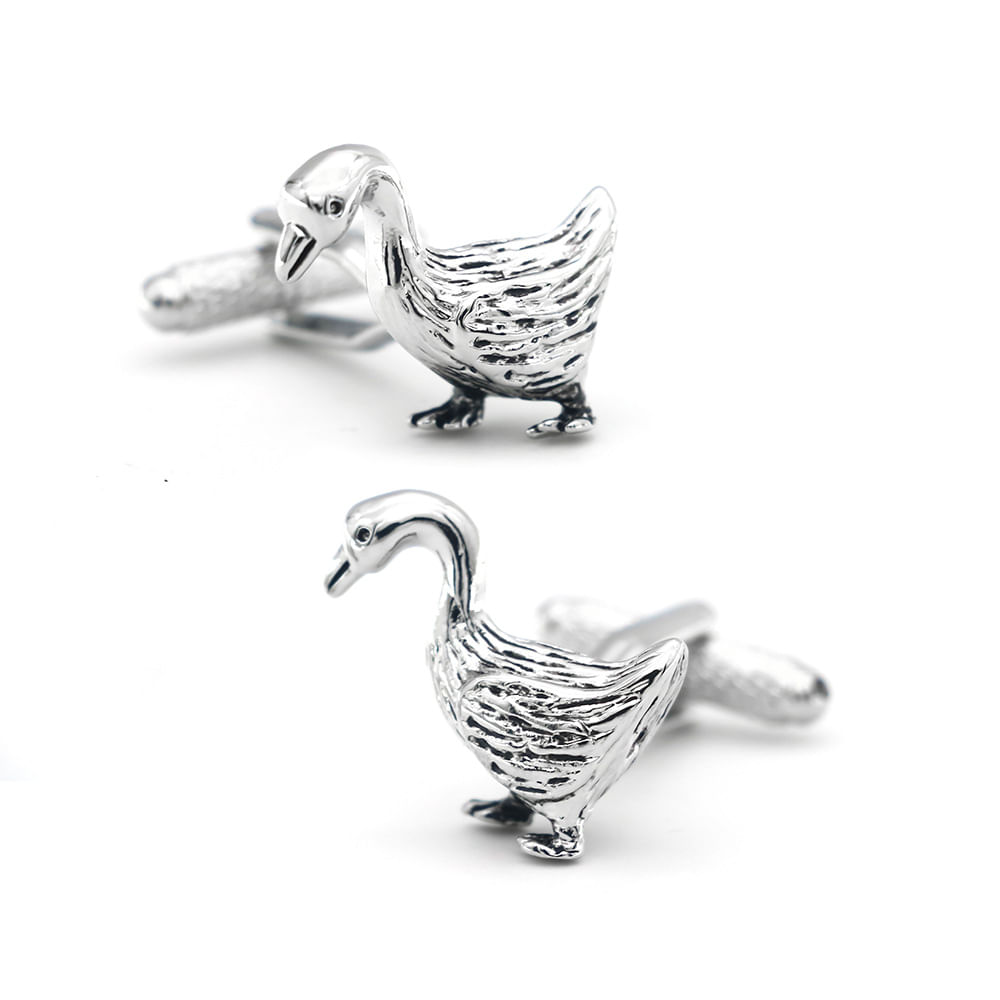 Cuff Links Silver Duck Design Para Homens Em Cobre