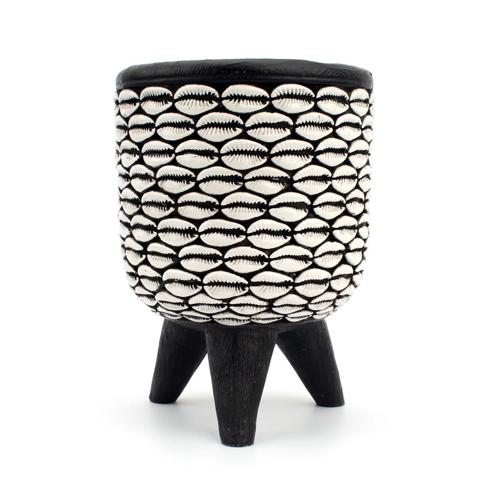 Porta-canetas Pote De Resina Cowrie Shell Com Base De Tripé