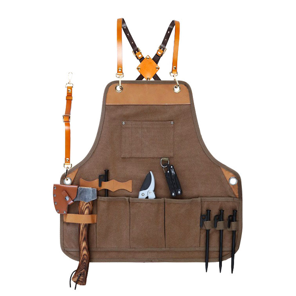 Avental De Lona Curta Resistente Com Bolsos Para Ferramentas, Estilo Coreano