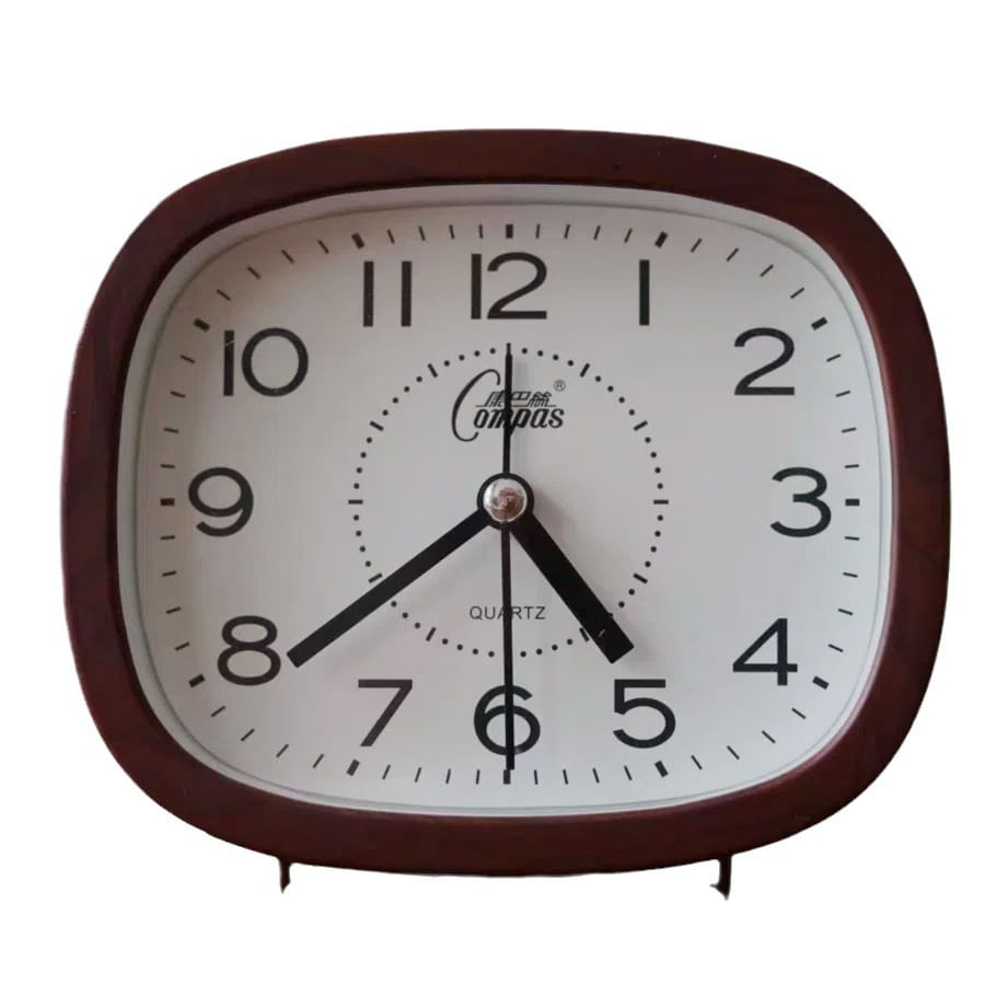 Despertador Simple Quartz Silent Movement 13x11cm Marrom