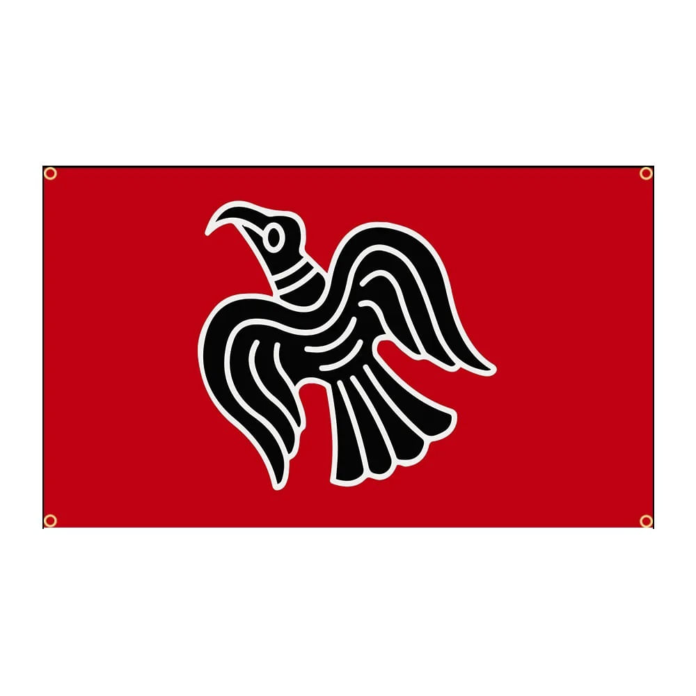 Bandeira Viking Raven 90x150 Cm Poliéster - Vermelho E Preto Ousado