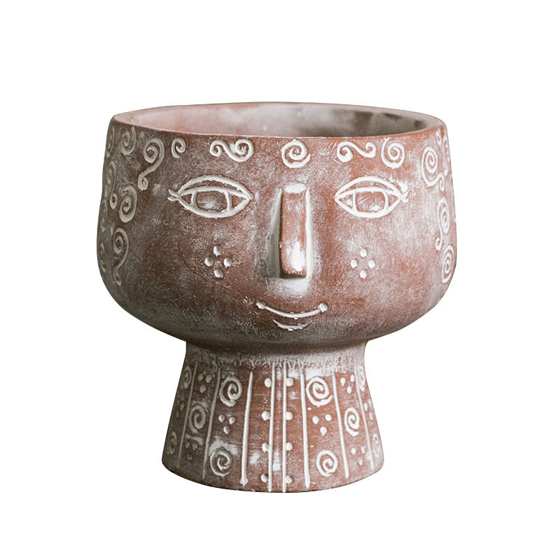 Desenho De Rosto De Menina Abstrato Em Vaso De Flores 1 Kg 14x14x15cm