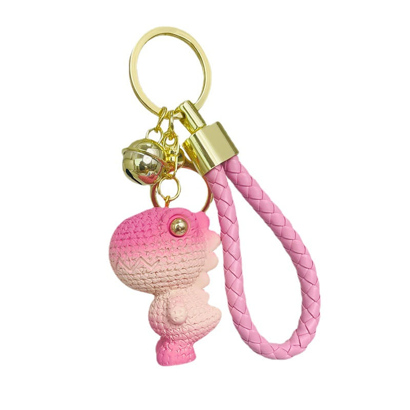 Chaveiro Fofo Gradiente Rosa Dinossauro Com Alça Trançada