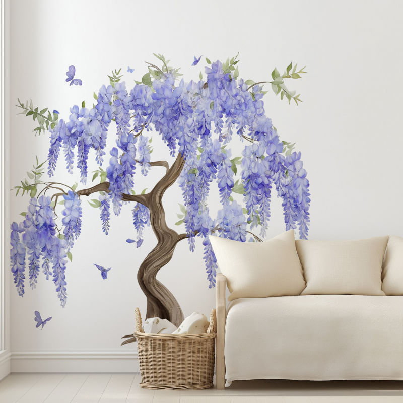 Adesivos De Parede Creative Wisteria Tree Purple Floral 97x106cm
