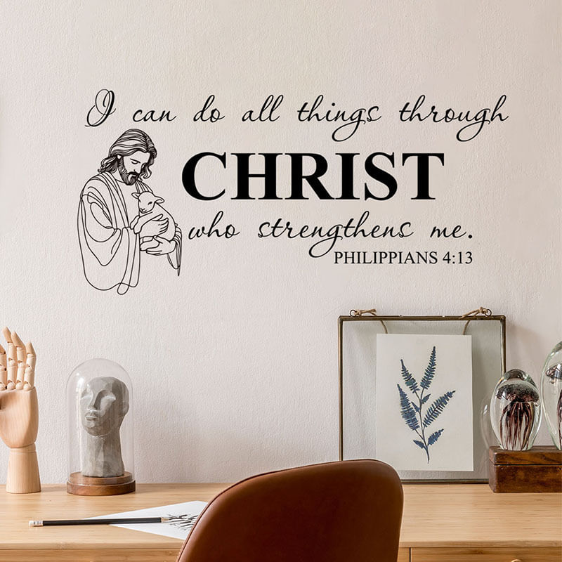 Adesivos De Parede I Can Do All Things Through Christ Pvc 30x60cm