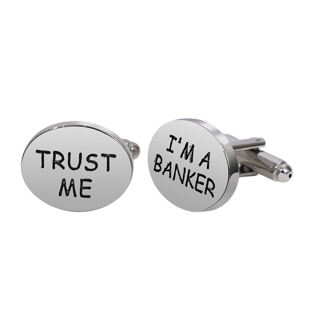 Cufflinks Trust Me &amp; I'm A Banker Para Homens, Elegantes
