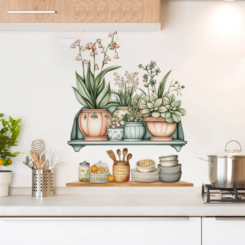 Adesivos De Parede, Prateleira De Plantas Em Vasos, Papel De Parede Autoadesivo Em Pvc
