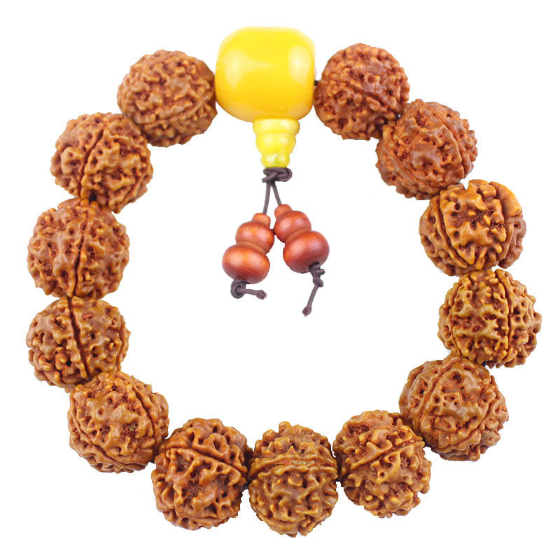 Pulseira Natural Rudraksha Bodhi Seed De Cinco Faces Para Homens 18 Mm