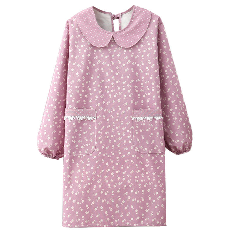 Avental Floral Fofo De Manga Comprida Para Mulheres, Algodão, Estilo Coreano