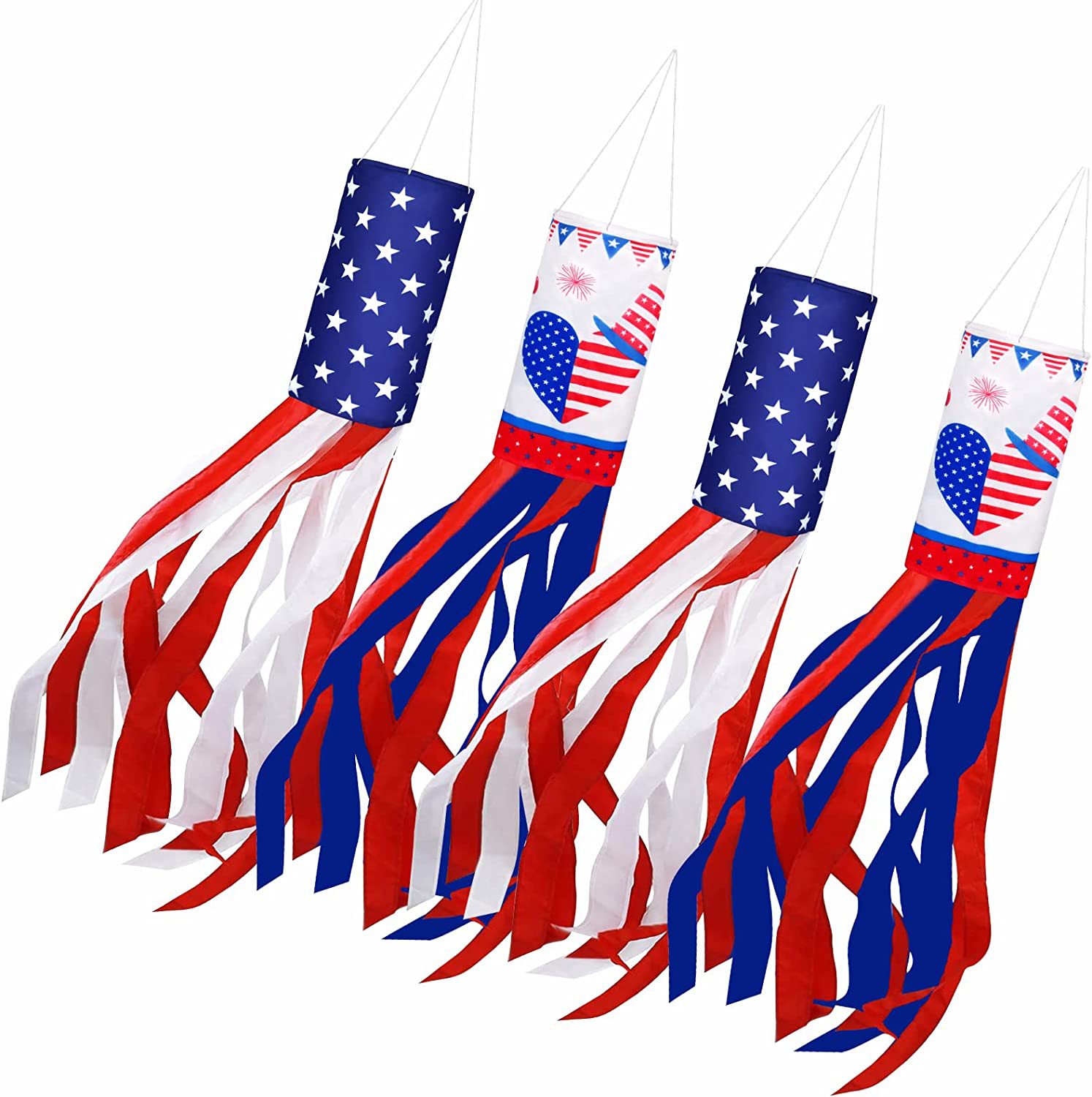 Windsock Flag American 100cm Poliéster Vermelho, Branco, Azul