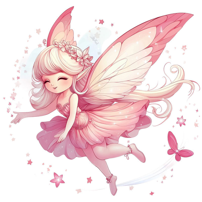 Adesivos De Parede Fairy Pink Flower Pvc Self 40x40cm Girls Room