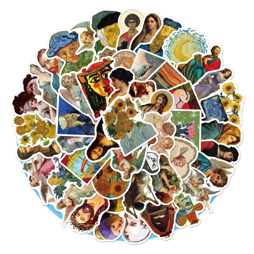 Pacote De Adesivos Aesthetic Artist Oil Painting 50 Unidades