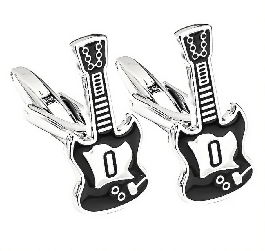 Baixo Cufflinks Black Com Detalhes Em Esmalte