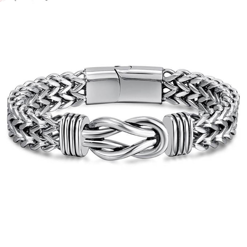 Pulseira Masculina De Aço Inoxidável Estilo Punk Dual Chain Link