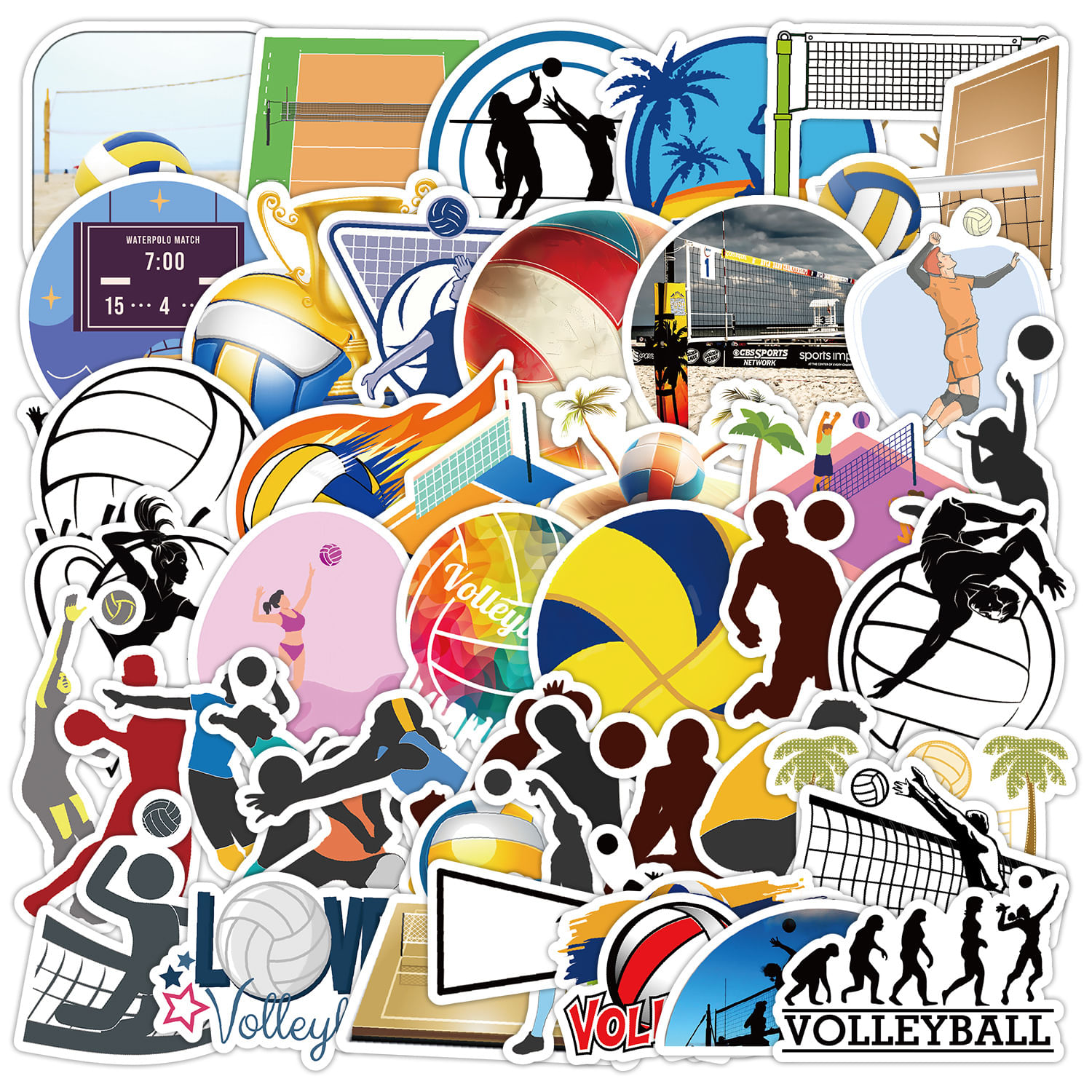 Conjunto De Adesivos De Voleibol, Decalques De Vinil Impermeáveis, 50 Unidades