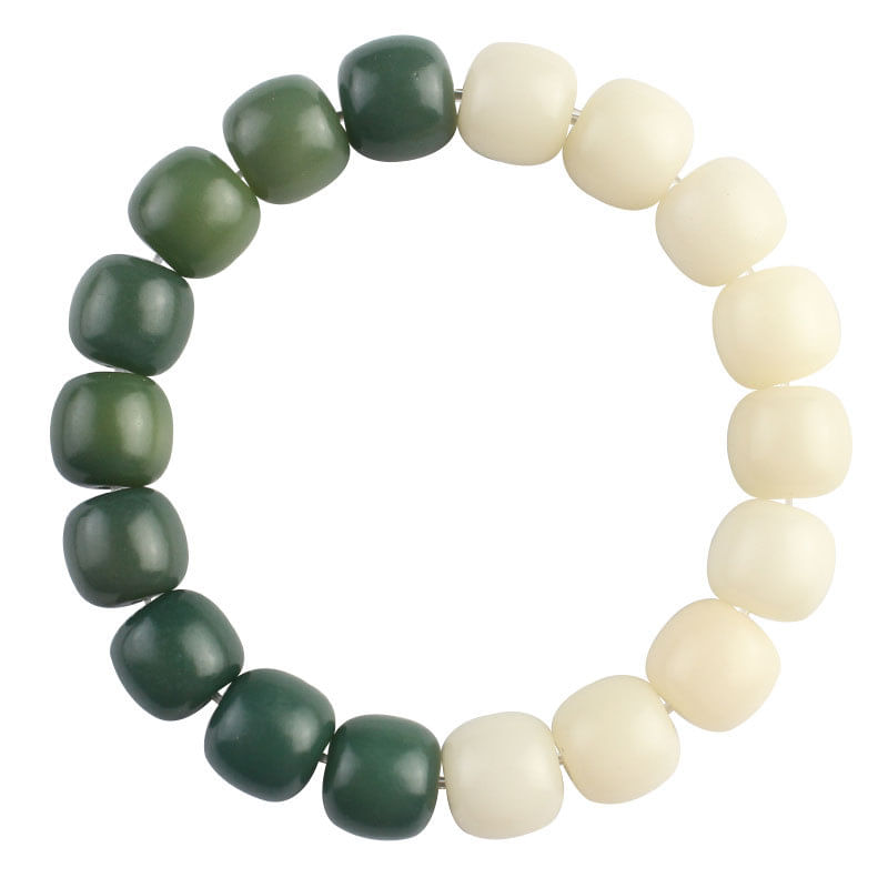 Pulseira Bodhi Root Bead Para Homens E Mulheres Verde E Branca