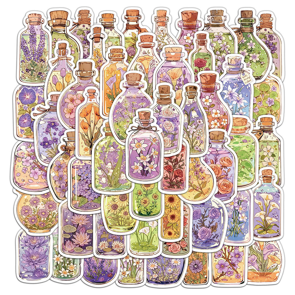 Adesivos Magical Bottle 50 Peças Creative Potion Jar Design