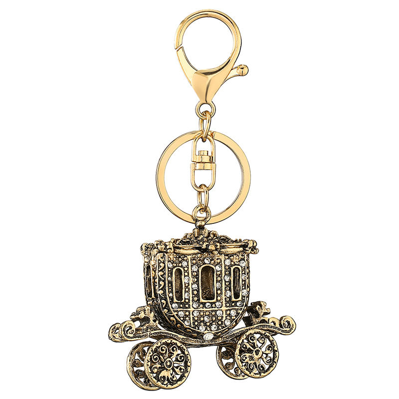 Chaveiro Creative Golden Pumpkin Carriage Rhinestone Alloy