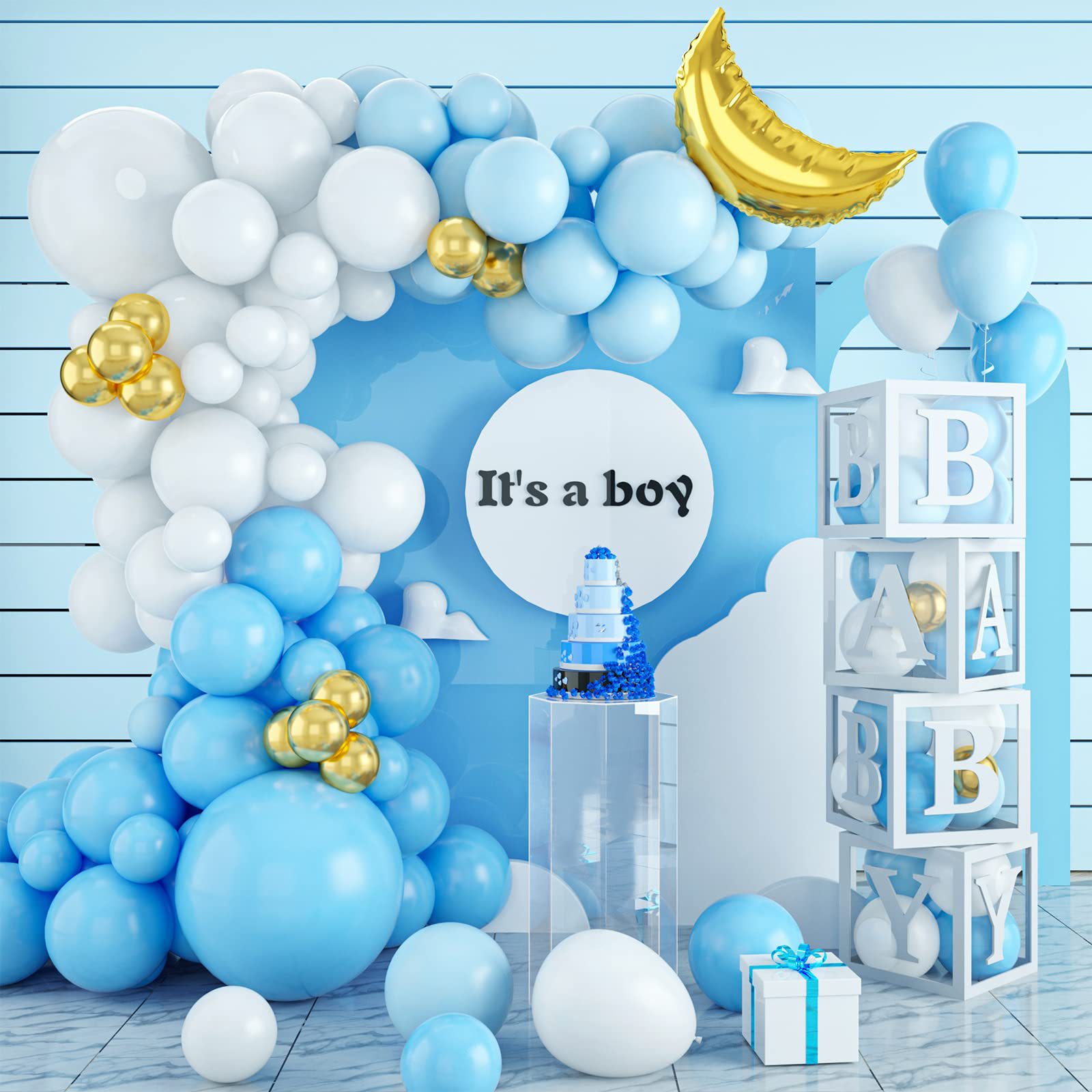 Kit De Guirlanda De Balão De Chá De Bebê, Gender Reveal, 103 Unidades, Azul