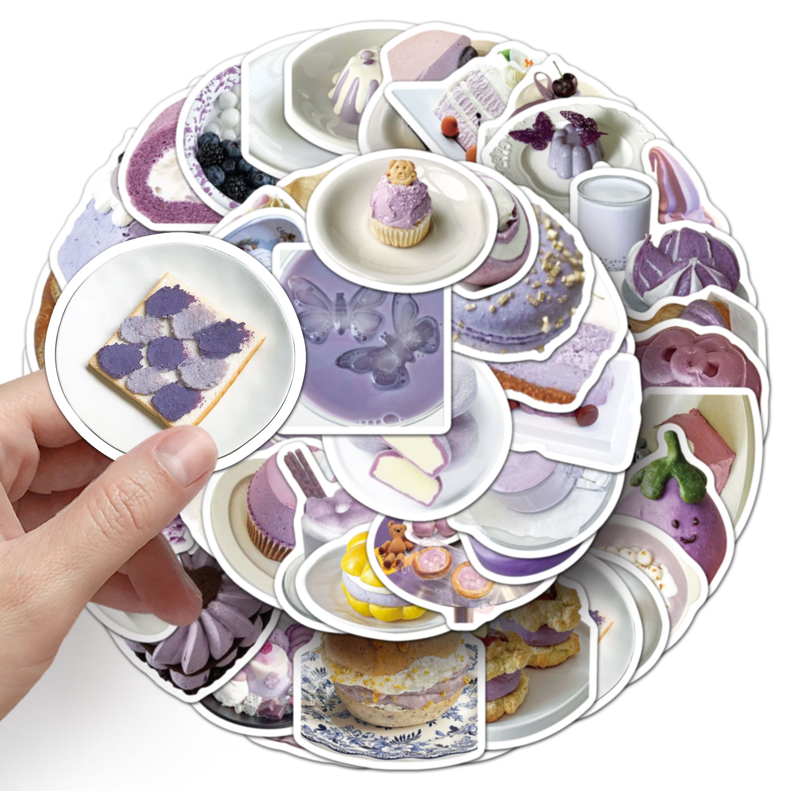 Pacote De Adesivos Taro Dessert Theme, Vinil Impermeável Roxo, 50 Unidades